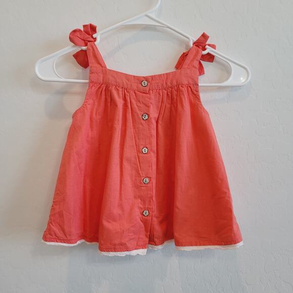 NWOT Rachel Zoe Bow Strap Embroidered Coral Shirt Size 3T - Picture 3 of 9